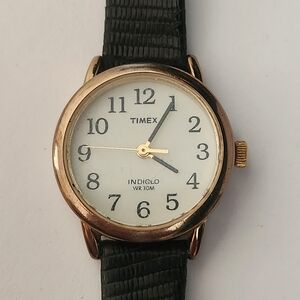 Timex Easy Reader Indiglo Black and Gold Watch